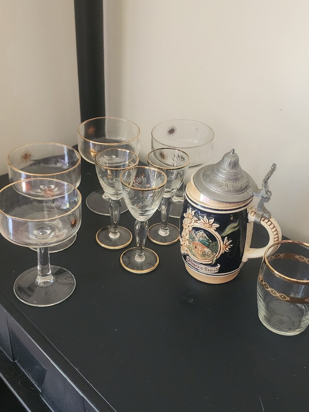 Gold trimmed drinkware